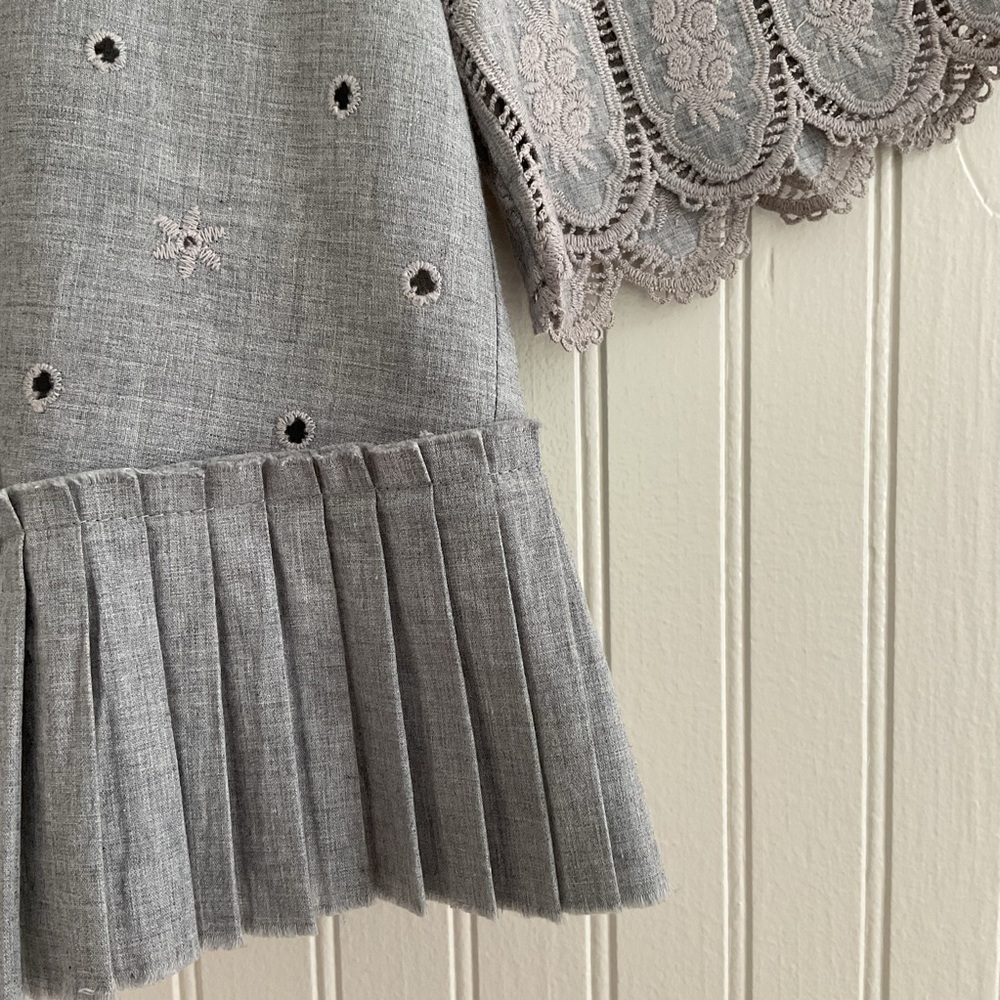 Sea New York Pleated Embroidered Top Gray - Picture 3 of 7